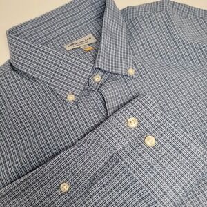Peter Millar Shirt Mens XL Blue Plaid Excellent Summer Comfort MS19EW09BL Strtch